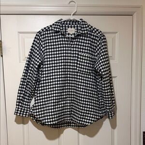 Sézane Black and Cream Checkered Shirt